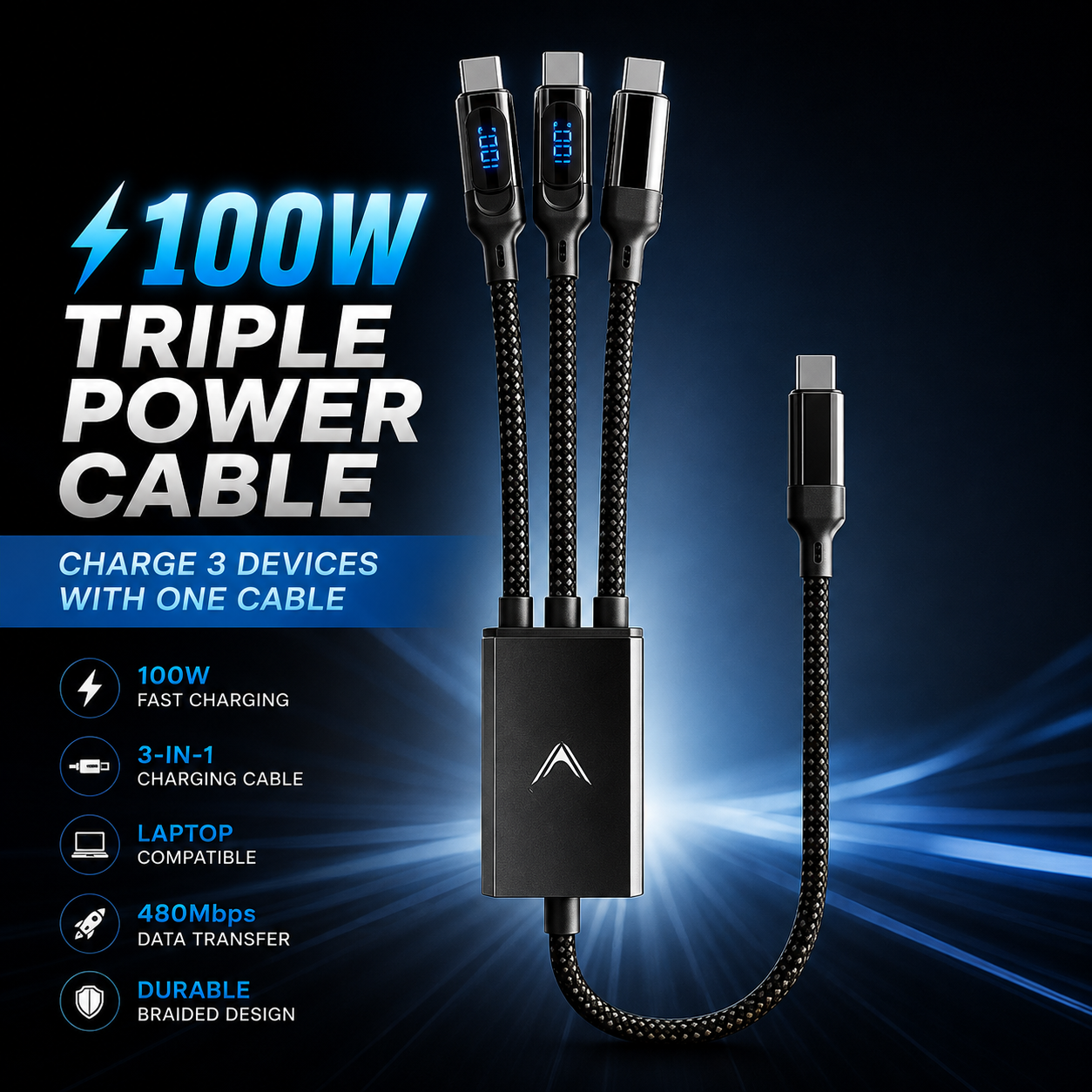 Hydra™ 100W Triple Power Cable